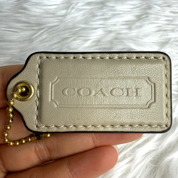 COACH Beige Gold Replacement Fob Bag Charm Hang tag Hangtag - Picture 1 of 3